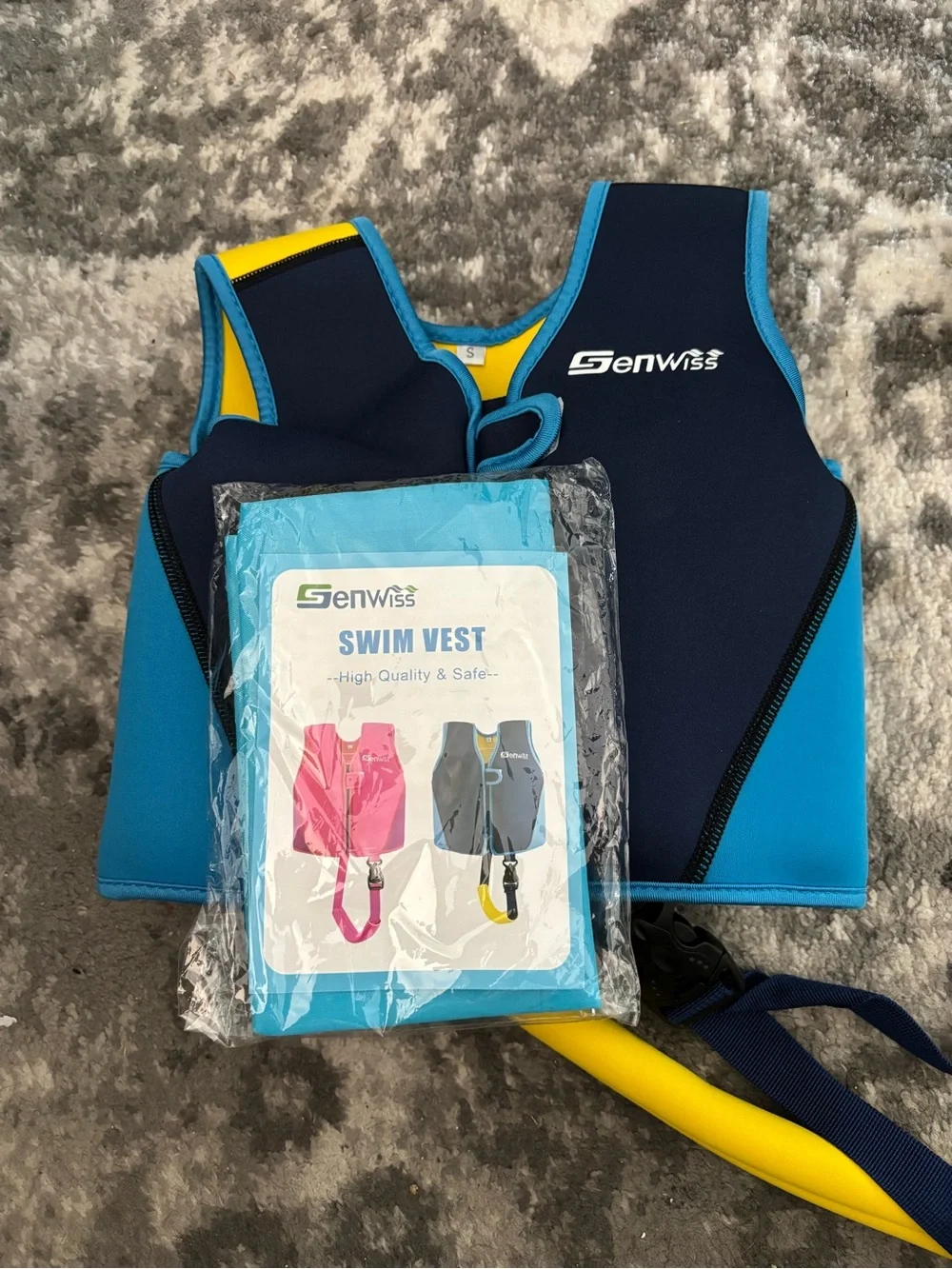 Senwiss Kids Swim Vest in Navy Blue & Yellow